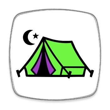 Camping Tent Moon Graphic - Square fridge magnet - white - Front
