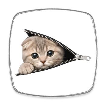 Chat chaton mignon à fermeture éclair - Magnet carré - blanc - Devant