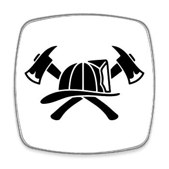 Casque de pompier Silhouette Aexte - Magnet carré - blanc - Devant