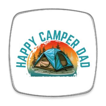 GLÜCKLICHER CAMPER-PAPA - Viereckiger Kühlschrankmagnet - Weiß - Vorne