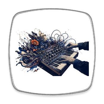 Clavier floral abstrait et énergie sonore - Magnet carré - blanc - Devant