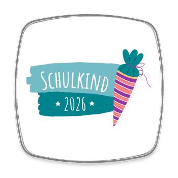 Schulkind 2026 Einschulung Geschenk Erstklässler - Viereckiger Kühlschrankmagnet - Weiß - Vorne