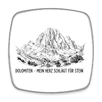 Dolomiten - Mein Herz schlägt für Stein | Ikonisch - Viereckiger Kühlschrankmagnet - Weiß - Vorne