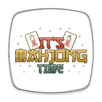 It's Mahjong Time Mahjong Game Social Club - Square fridge magnet - white - Front