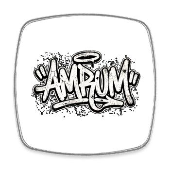 Amrum Graffiti Oldschool Hip Hop - Viereckiger Kühlschrankmagnet - Weiß - Vorne