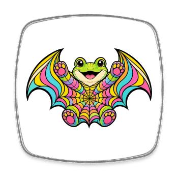 Fröhliche Regenbogenfledermaus - Viereckiger Kühlschrankmagnet - Weiß - Vorne