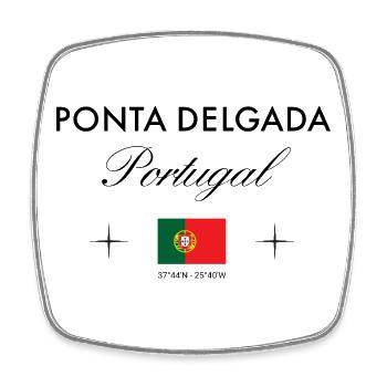 Ponta Delgada Portugal Koordinaten Reise Souvenir - Viereckiger Kühlschrankmagnet - Weiß - Vorne