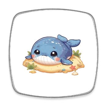 Whale on sandbank - Square fridge magnet - white - Front