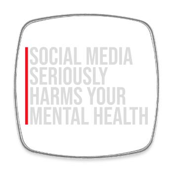 Social Media Seriously Harms Mental Health Saying - Square fridge magnet - white - Front