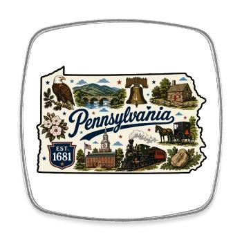 Pennsylvania Keystone State Vintage-Aufkleber - Viereckiger Kühlschrankmagnet - Weiß - Vorne