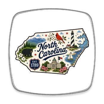North Carolina Tar Heel State Vintage-Aufkleber - Viereckiger Kühlschrankmagnet - Weiß - Vorne