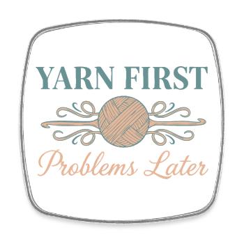 Crochet Lover Garn Erste Probleme später Lustig - Viereckiger Kühlschrankmagnet - Weiß - Vorne