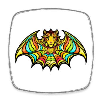 Rainbow Bat Psychedelia - Square fridge magnet - white - Front