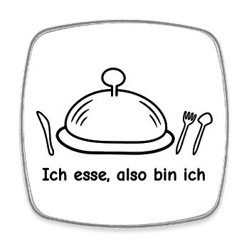 Ich esse, also bin ich - Viereckiger Kühlschrankmagnet - Weiß - Vorne