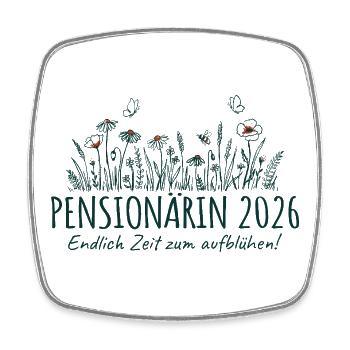Pensionärin 2026 Zeit zum aufblühen - Viereckiger Kühlschrankmagnet - Weiß - Vorne