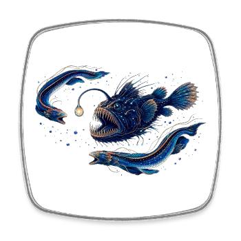 Cosmos Blue Stellar Fish - Square fridge magnet - white - Front
