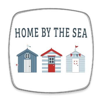 Home by the Sea – Maritime Beach Houses - Square fridge magnet - white - Front