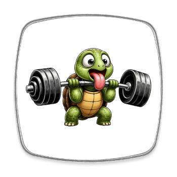 Schildkröte mit Hantel Comic Bodybuilding - Viereckiger Kühlschrankmagnet - Weiß - Vorne