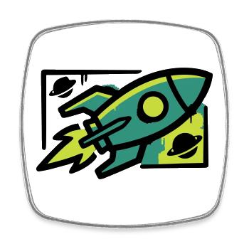 Rocket Graffiti Graphic - Square fridge magnet - white - Front