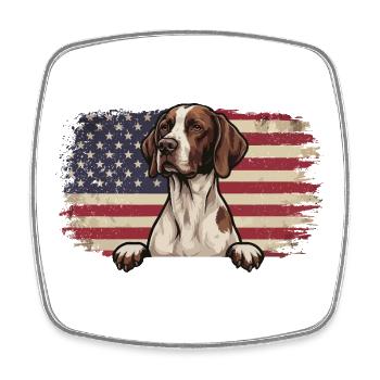 English Pointer US Flag - Pointer Dad Hunting Dog - Square fridge magnet - white - Front