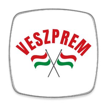 Veszprem Hungarian Flags  - Square fridge magnet - white - Front