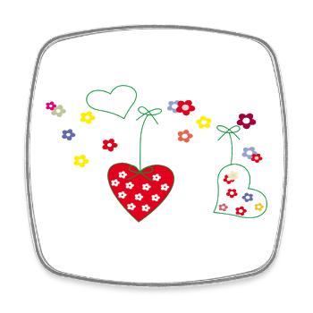 Hearts with Flowers - Square fridge magnet - white - Front