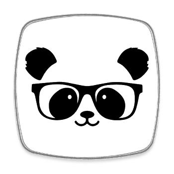 Cute panda with nerd glasses - Square fridge magnet - white - Front