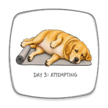 Golden Retriever Yoga Dog Day 3 Attempting - Square fridge magnet - white - Front