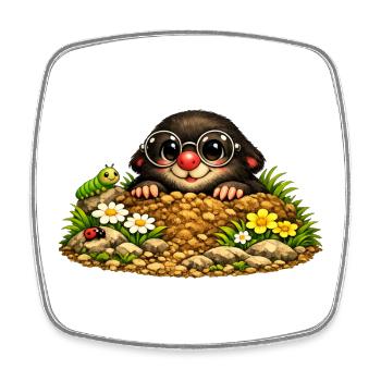 Beau grain de beauté avec des lunettes - Magnet carré - blanc - Devant