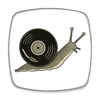 Escargot vintage de vinyle - Magnet carré - blanc - Devant