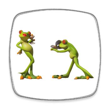 Froschduo Verspielter Charme - Viereckiger Kühlschrankmagnet - Weiß - Vorne