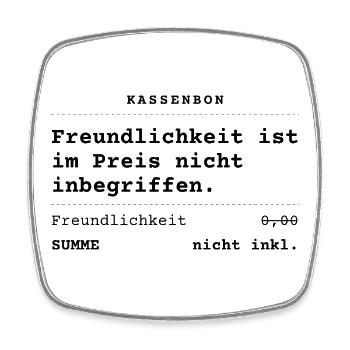 Freundlichkeit nicht im Preis inbegriffen - Viereckiger Kühlschrankmagnet - Weiß - Vorne