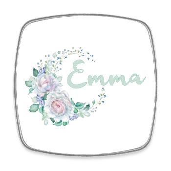 Emma Blütenkranz Schrift - Viereckiger Kühlschrankmagnet - Weiß - Vorne