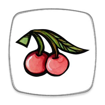 Vibrant Cherries Aquarell Duo - Viereckiger Kühlschrankmagnet - Weiß - Vorne