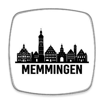 Memmingen Skyline Silhouette - Viereckiger Kühlschrankmagnet - Weiß - Vorne