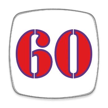 60. 60 JAHRE. 60-JÄHRIGES JUBILÄUM. 60. GEBURTSTAG. - Viereckiger Kühlschrankmagnet - Weiß - Vorne