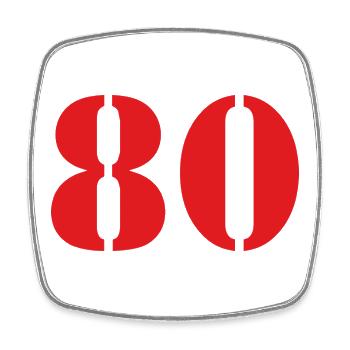 80. 80 JAHRE. 80. JUBILÄUM. 80-JAHRES-JUBILÄUM. - Viereckiger Kühlschrankmagnet - Weiß - Vorne