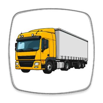 Gelber Lastwagen Illustration - Viereckiger Kühlschrankmagnet - Weiß - Vorne