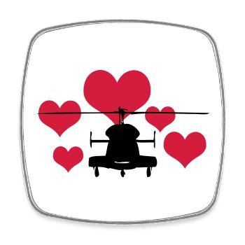 Heli mit 5 Herzen - Viereckiger Kühlschrankmagnet - Weiß - Vorne