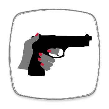 Gun - Square fridge magnet - white - Front