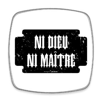 Neither god nor master - Square fridge magnet - white - Front