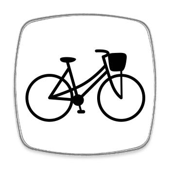 Damenfahrrad - Viereckiger Kühlschrankmagnet - Weiß - Vorne