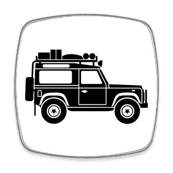 Defender D90 Expedition - Viereckiger Kühlschrankmagnet - Weiß - Vorne