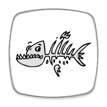 Poisson squelette - Magnet carré - blanc - Devant