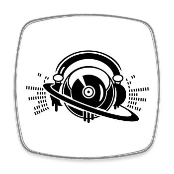 Une console de platines DJ avec un casque, - Magnet carré - blanc - Devant