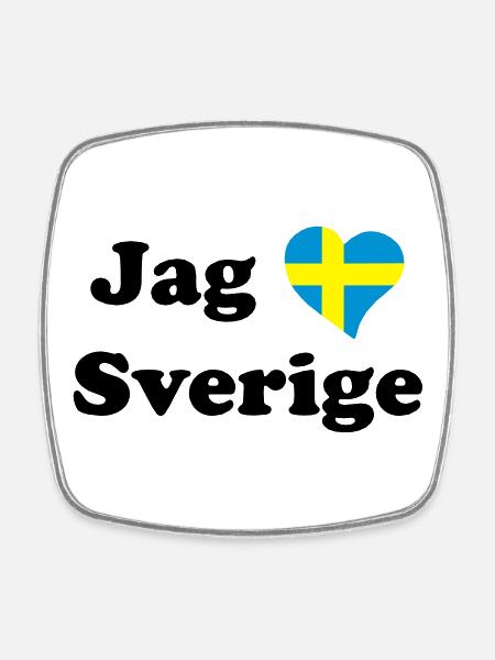 Jag älskar Sverige - J'aime la Suède - Magnet carré - blanc