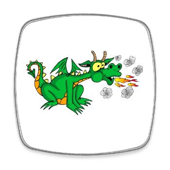 Dragon vert - Magnet carré - blanc - Devant