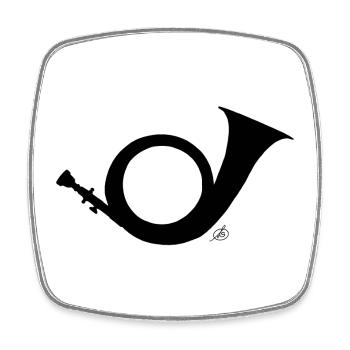 Hunting horn - Square fridge magnet - white - Front