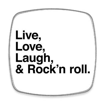 live love laugh and rock and roll - Viereckiger Kühlschrankmagnet - Weiß - Vorne