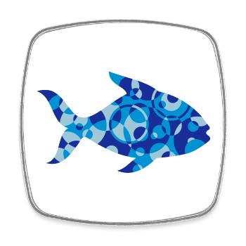 A fish made of shapes and patterns - Square fridge magnet - white - Front